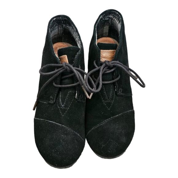 Toms Black Suede Wedge Booties Boots Women's Size 6.5 - Picture 4 of 7